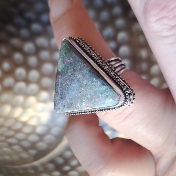 New Ruby in Fuchsite 925 Silver Ring. - Picture 13 of 15